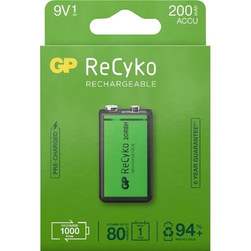 Uppladdningsbara batterier GP<br />NiMH ReCyko 9 V